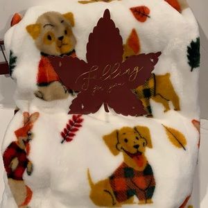 Fall Themed Fleece Throw…Cute Dogs In Sweaters Print.